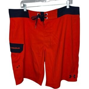 Under Armour HeatGear Board Shorts Men's 42 Loose Fit Orange Surf Swim Athletic